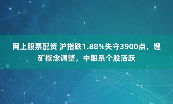 网上股票配资 沪指跌1.88%失守3900点，锂矿概念调整，中船系个股活跃