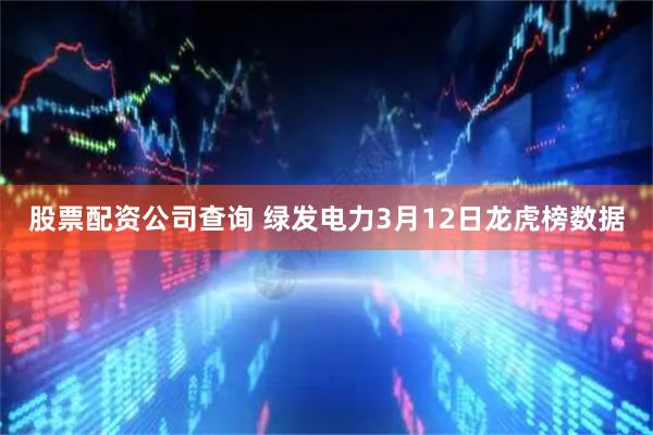 股票配资公司查询 绿发电力3月12日龙虎榜数据